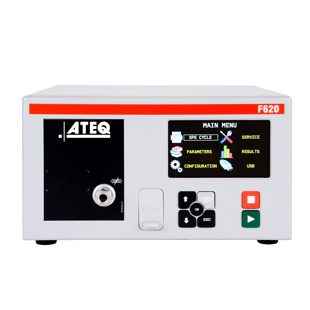 F620 FACE_white_logo F620 Table Mounting Leak tester